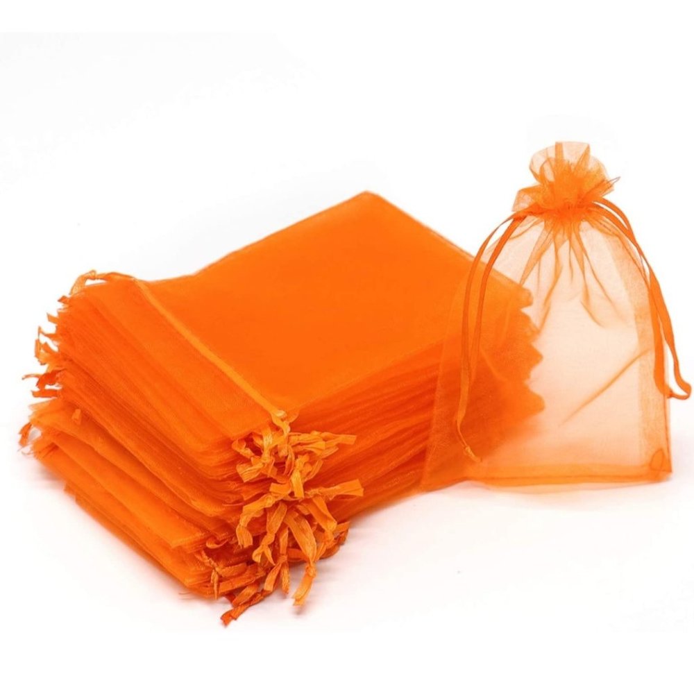 20 Orange Drawstring Organza Bags 4x6